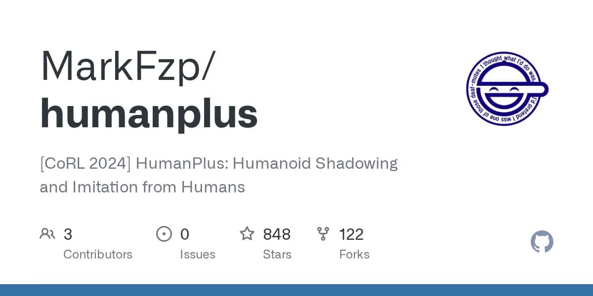 HumanPlus official GitHub repository cover.