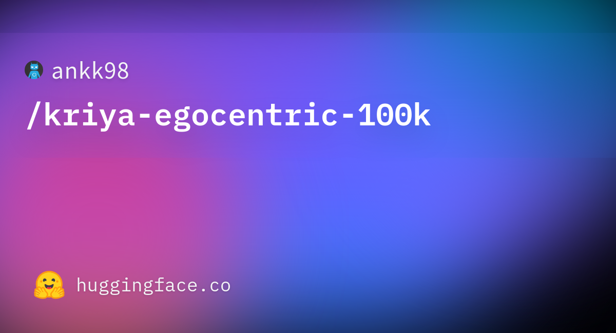 Kriya Egocentric 100K Preview official Hugging Face repository card.